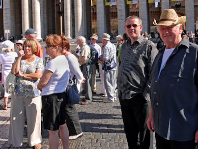 Waiting in the Piazza at the Vatican Waiting in the Piazza at the Vatican